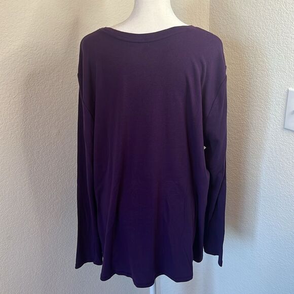 Lane Bryant Deep Purple Long Sleeve Round Neck T-Shirt ~ Size 18 / 20 - Picture 2 of 7
